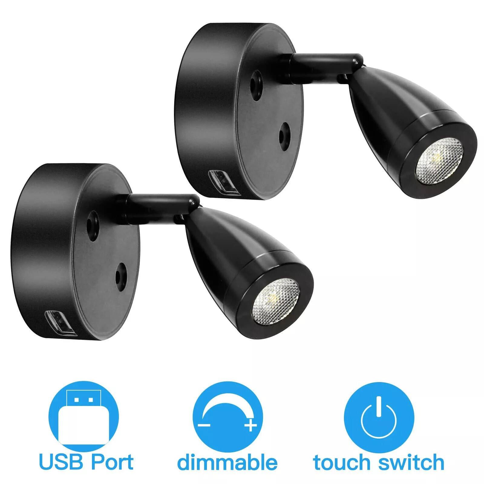 USB Port, dimmable, touch switch
