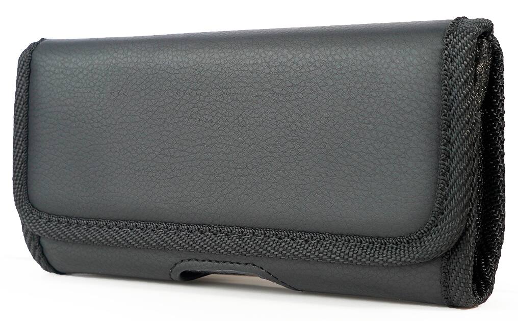 Alt View 9. Nakedcellphone - Vegan Leather Pouch with Metal Clip and Belt Harness for Nokia C300/C110, Moto Thinkphone, Edge, G Power, G Play - Black.