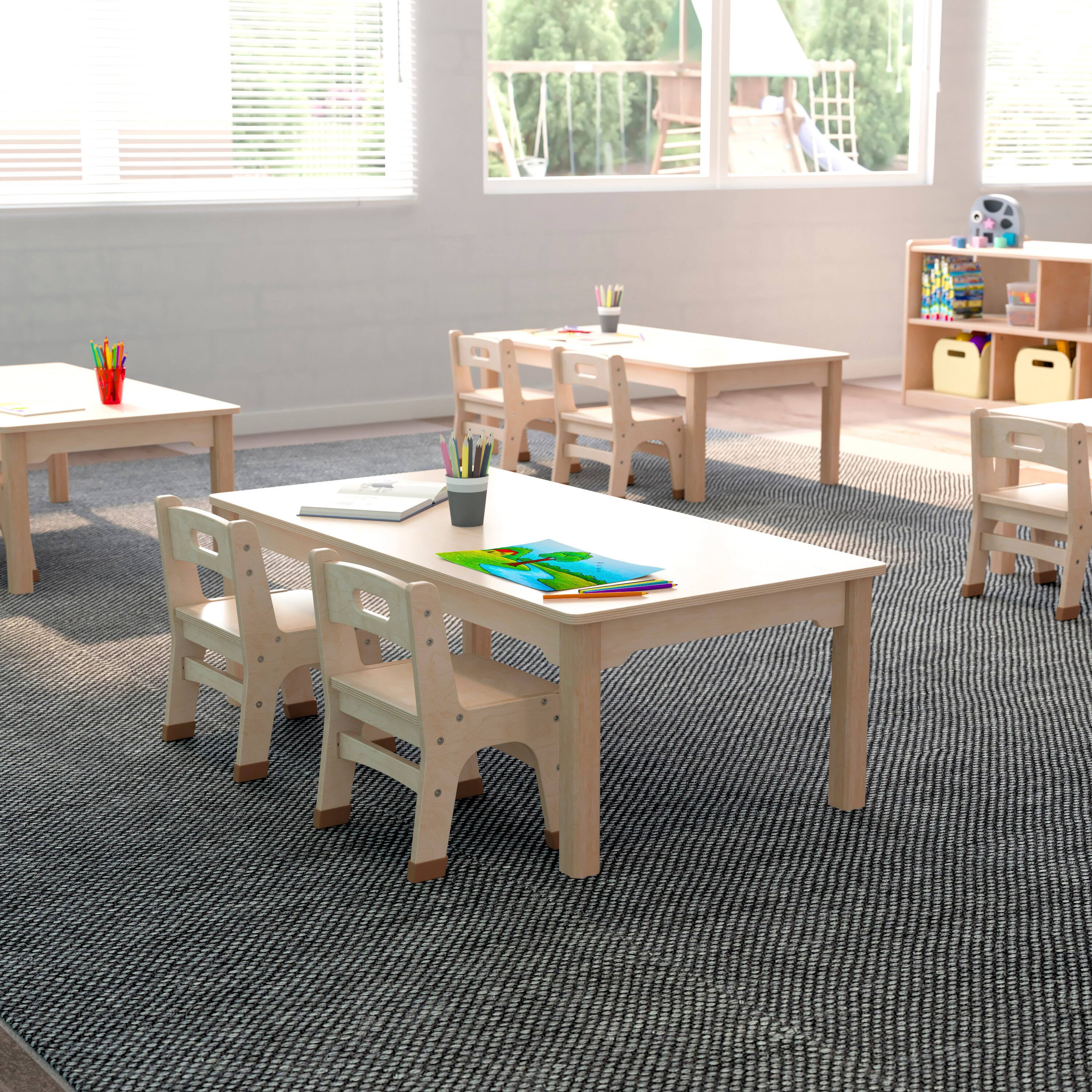 Alt View 2. Flash Furniture - Bright Beginnings Commercial Grade Wooden Rectangular Preschool Classroom Activity Table, (23.5"W x 47.25"D x 14.5"H), B - Natural.
