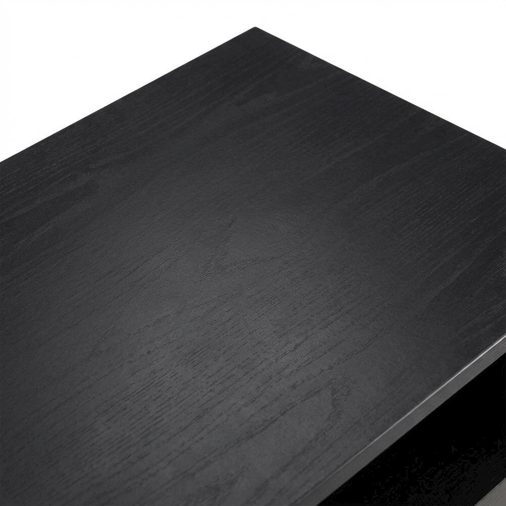 Alt View 4. FurniFact - Wooden Record Player Stand with Vinyl Storage and Cable Management - Brown.