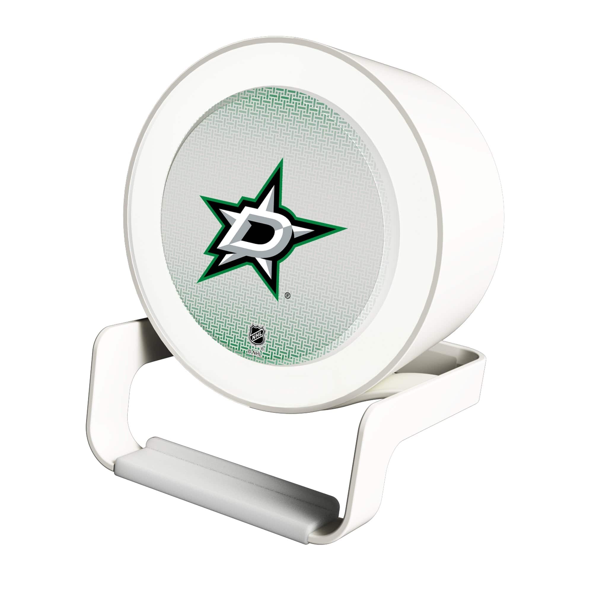 Front. Keyscaper - Dallas Stars Linen Print Nightlight Charger & Bluetooth Speaker - White.