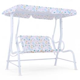 Costway - Kids Patio Swing,2-Seater Outdoor Porch Swing Lounge Chair with Adjustable Canopy - White