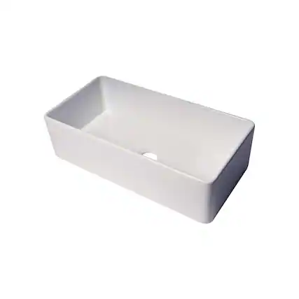 Front. Alfi - ALFI brand ABF3618 36 White Thin Wall Single Bowl Smooth Apron Fireclay Kitchen Farm Sink - White.