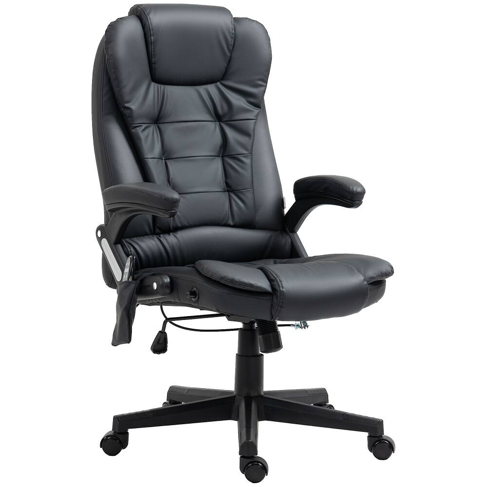 Alt View 7. Loheer - Loheer Heated Massage Office Chair Reclining Desk Chair Black - Black.