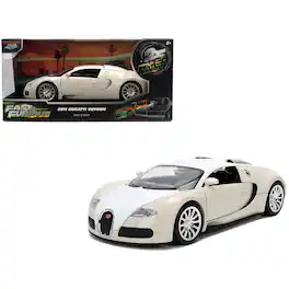 2011 Bugatti Veyron White and Tan "Furious 7" (2015) Movie "25 Years of Fast & Furious" Series 1/24 Model Car by Jada