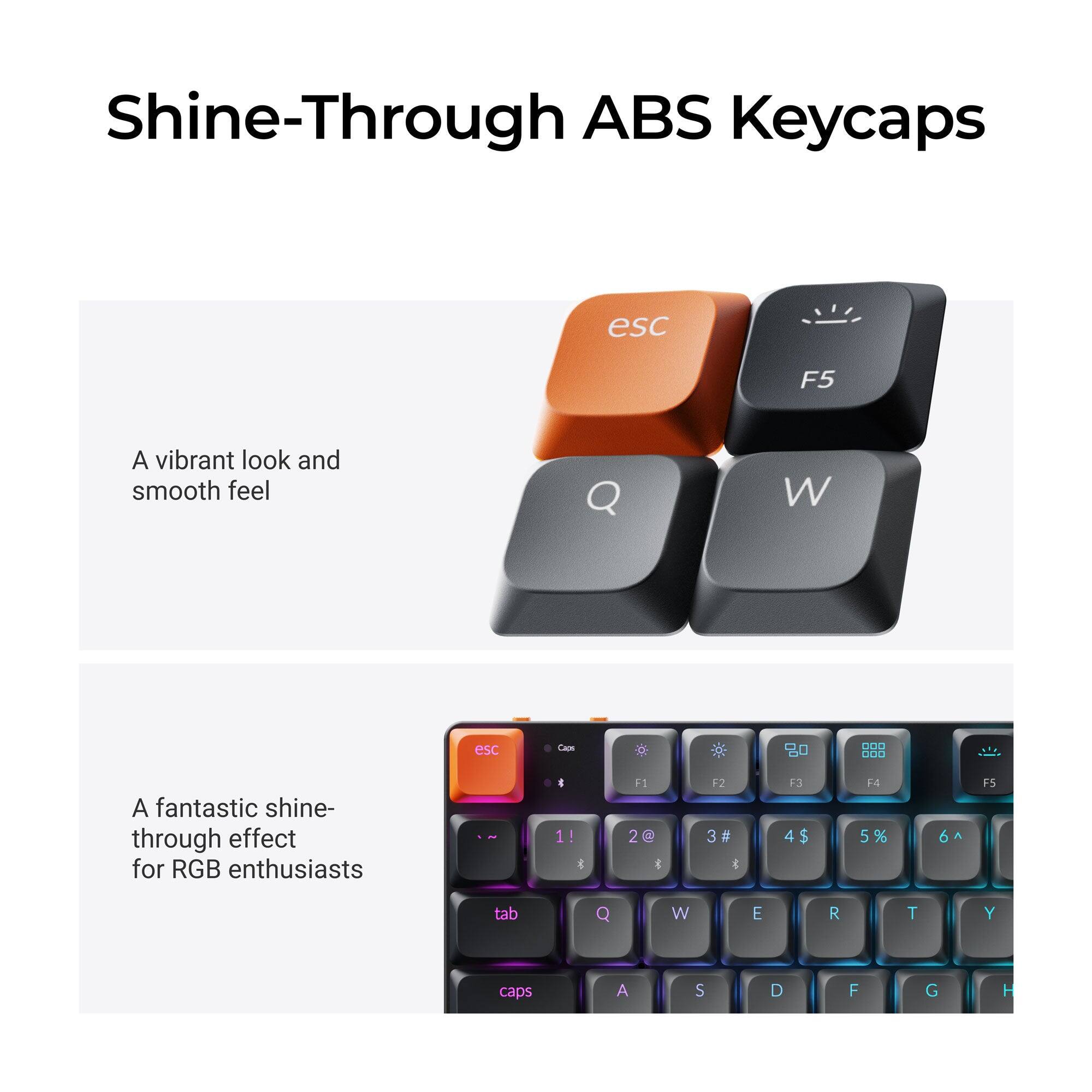 Shine-Through ABS Keycaps

A vibrant look and smooth feel

A fantastic shine-through effect for RGB enthusiasts