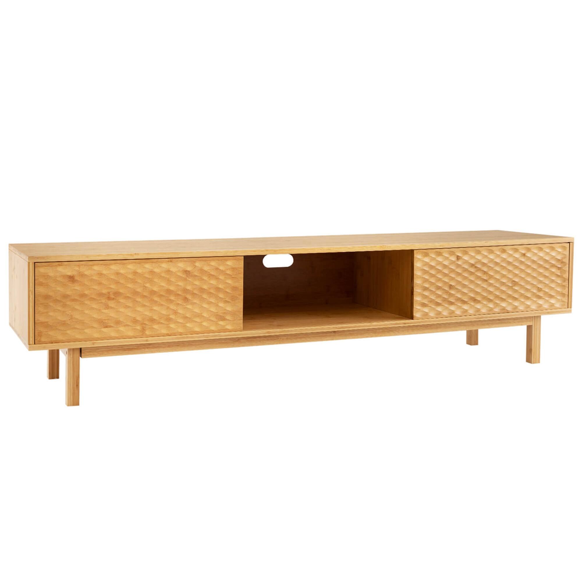 Alt View 20. Costway - 63" Bamboo TV Stand with 3 Storage Cubes Sliding Doors Mid Century Storage Cabinet - Natural.