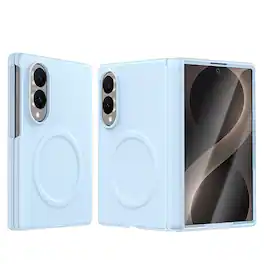 Dteck - Magnetic Case for Samsung Galaxy Z Fold8 (2026), Hinge Protection with Screen Cover,Leather Texture Full Body Protection - Blue