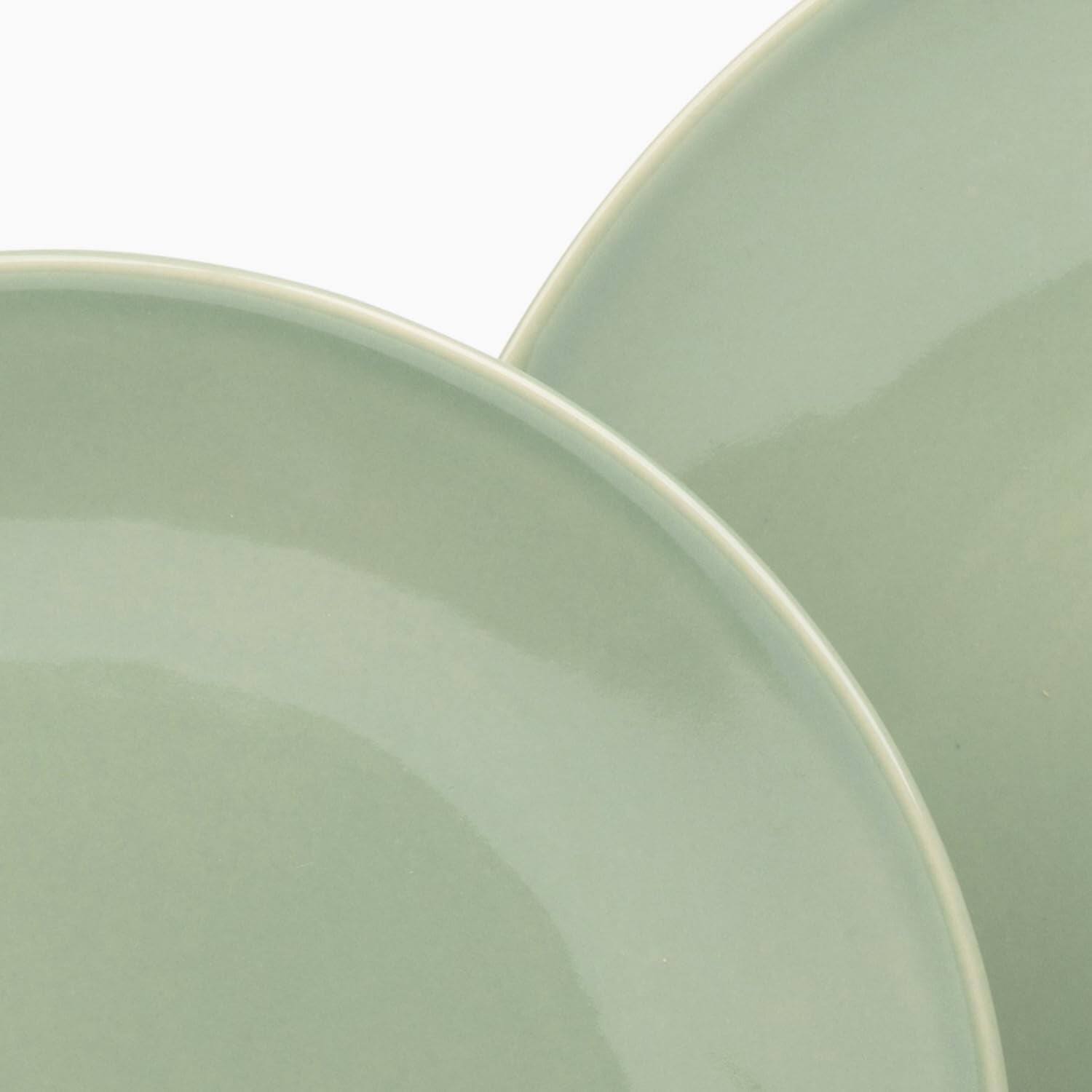 Alt View 2. Larder & Vine - 16-Piece Classic Dinnerware Set for 4, Ceramic Stoneware Made in Portugal - Sage.