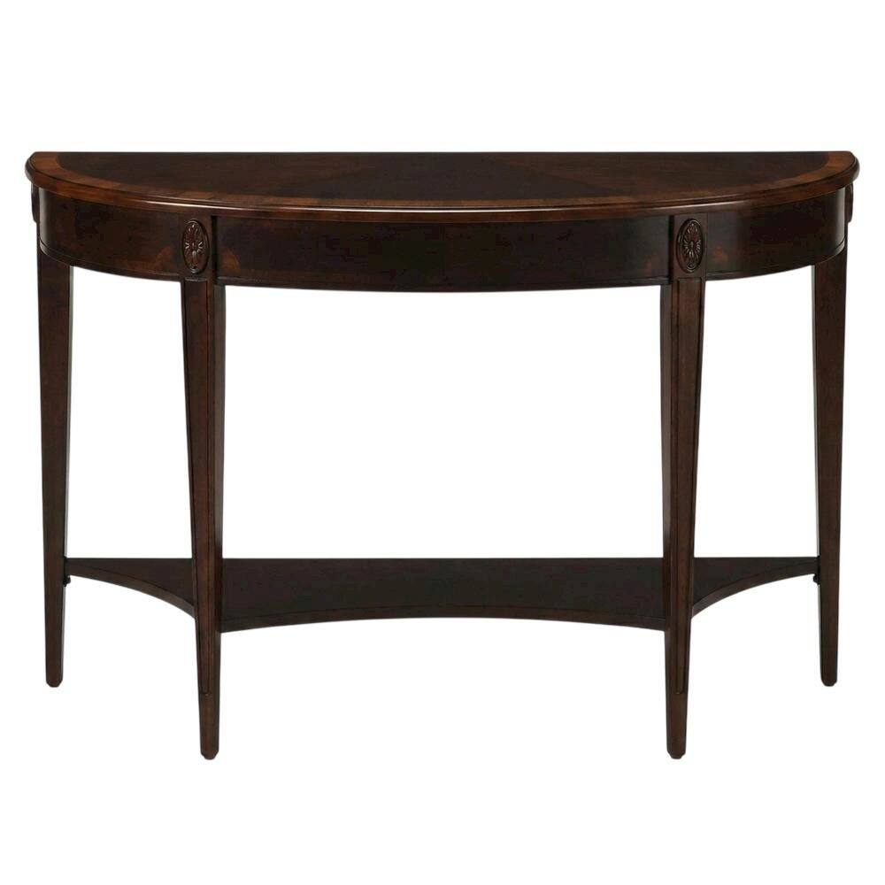 Left. Starlight Canyon Home - Demilune Console Table, Traditional Sofa Table for Entryway or Hallway - Dark Brown.