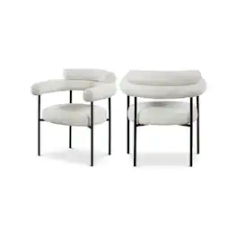 Meridian Furniture - Blake Cream Boucle Fabric Dining Chair, Set of 2 - Beige
