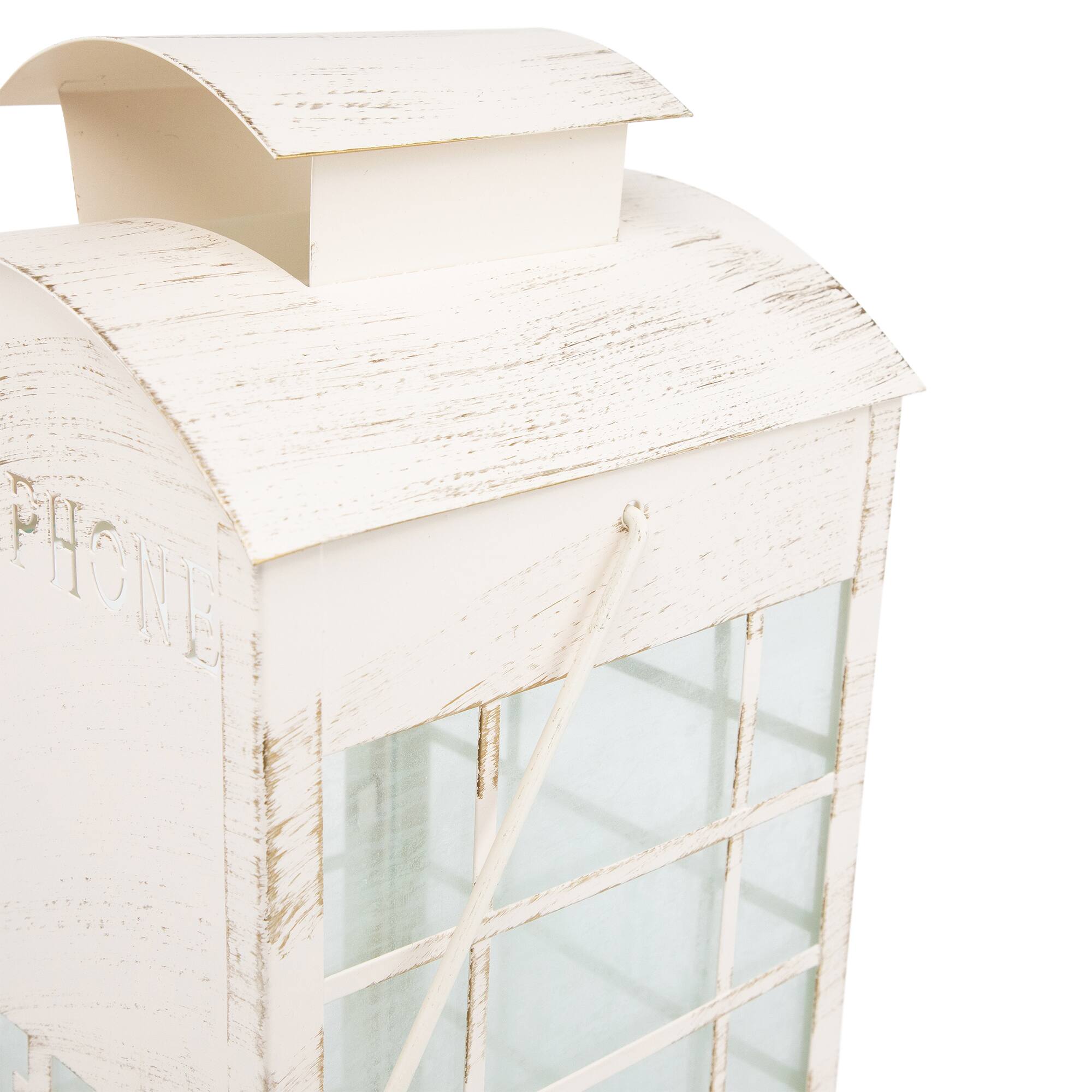 Alt View 7. Northlight - Weathered Telephone Booth Candle Lanterns - 25" - Cream and Gold - Set of 4 - Ivory.