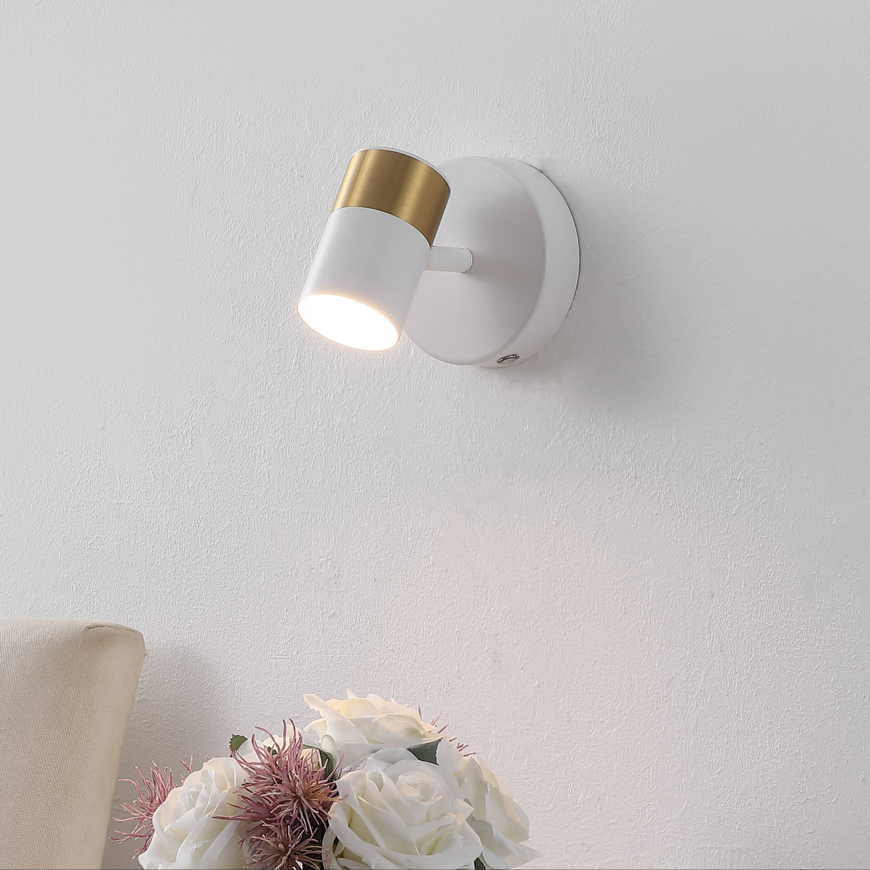 Alt View 1. Jonathan Y - Paola 6" 1-Light Adjustable Head Integrated Dimmable LED Rechargeable Spotlight with Touch Sensor, White/Brass Gold - White/Brass Gold.
