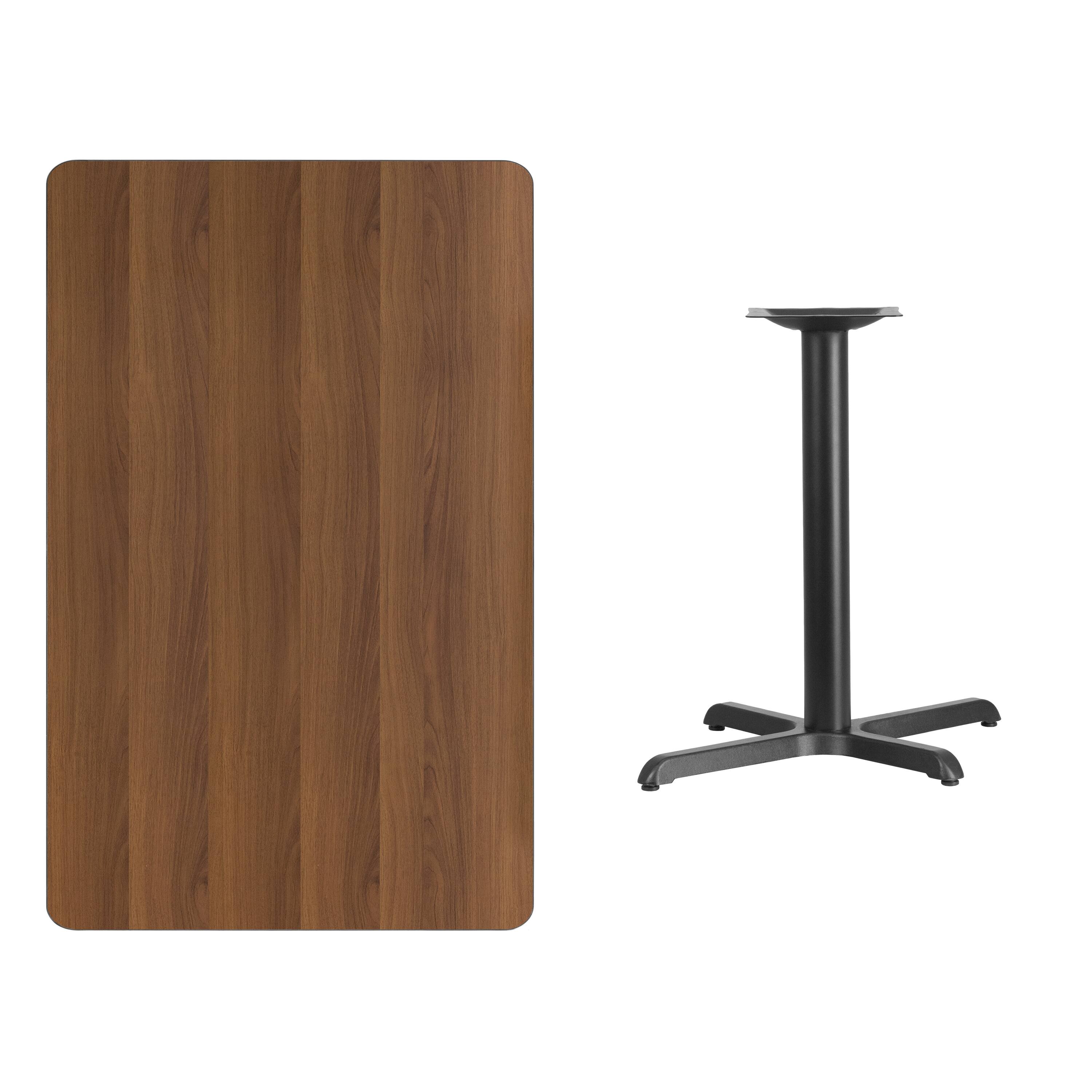 Alt View 2. Emma + Oliver - 30"x48" Rectangular Laminate Table with 24" Round Table Base - Walnut.