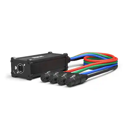 Front. Lyxpro - 4‑Channel 3′ XLR to RJ45 Ethercon Breakout | Compact Audio Interface Snake - Multi.