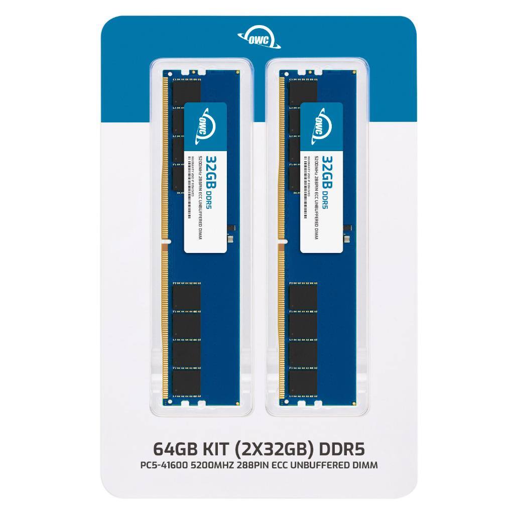 OWC TruNOC 64GB KIT (2X32GB) DDR5  
32GB DDR5  
PC5-41600 5200MHz  
288PIN ECC UNBUFFERED DIMM