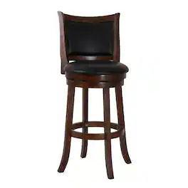 New Classic Furniture - Bristol Wood Swivel Bar Stool with PU Seat in Dark - Brown