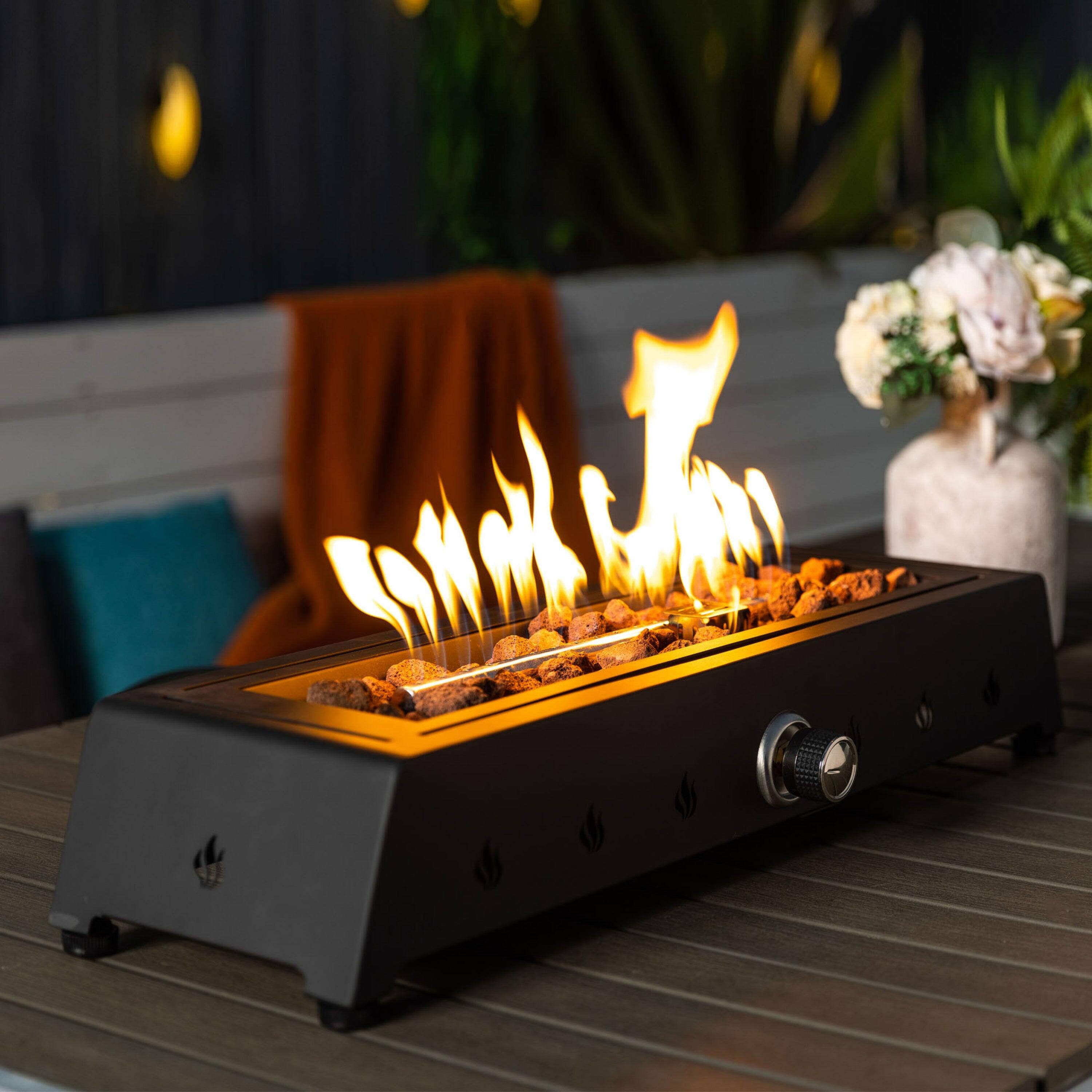 Alt View 2. Boyel Living - 28 Inch Tabletop Rectangular Propane Fire Pit 40000 BTU Black - Black.
