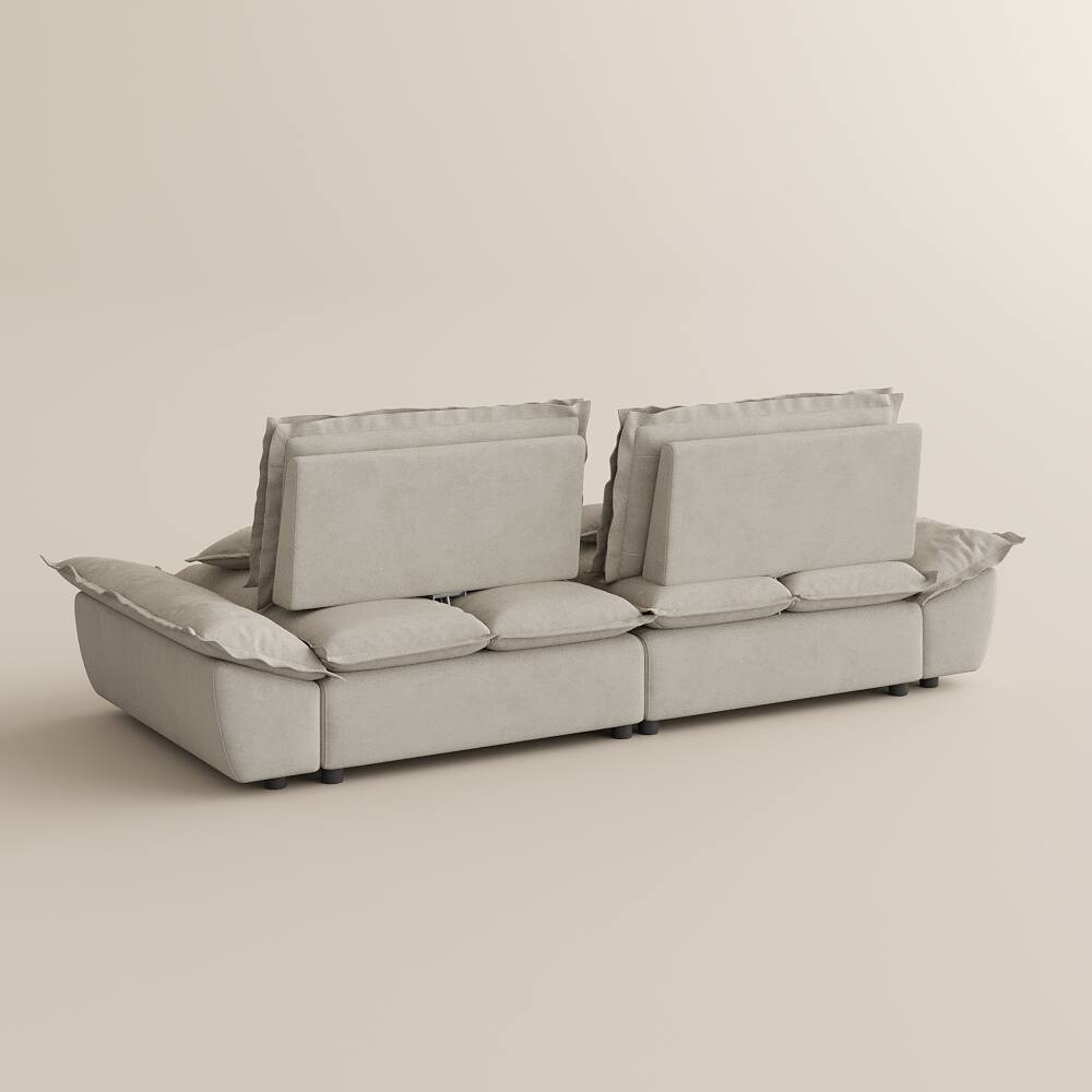 Alt View 9. POVISON - 104.33" Sailboat Deep Sofa Stain Resistant Cozy Couch with Adjustable Backrest - Beige Suede Fabric.