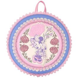 LoungeFly - Disney Minnie Floral and Lace Round Pink Mini Backpack - Multicolored