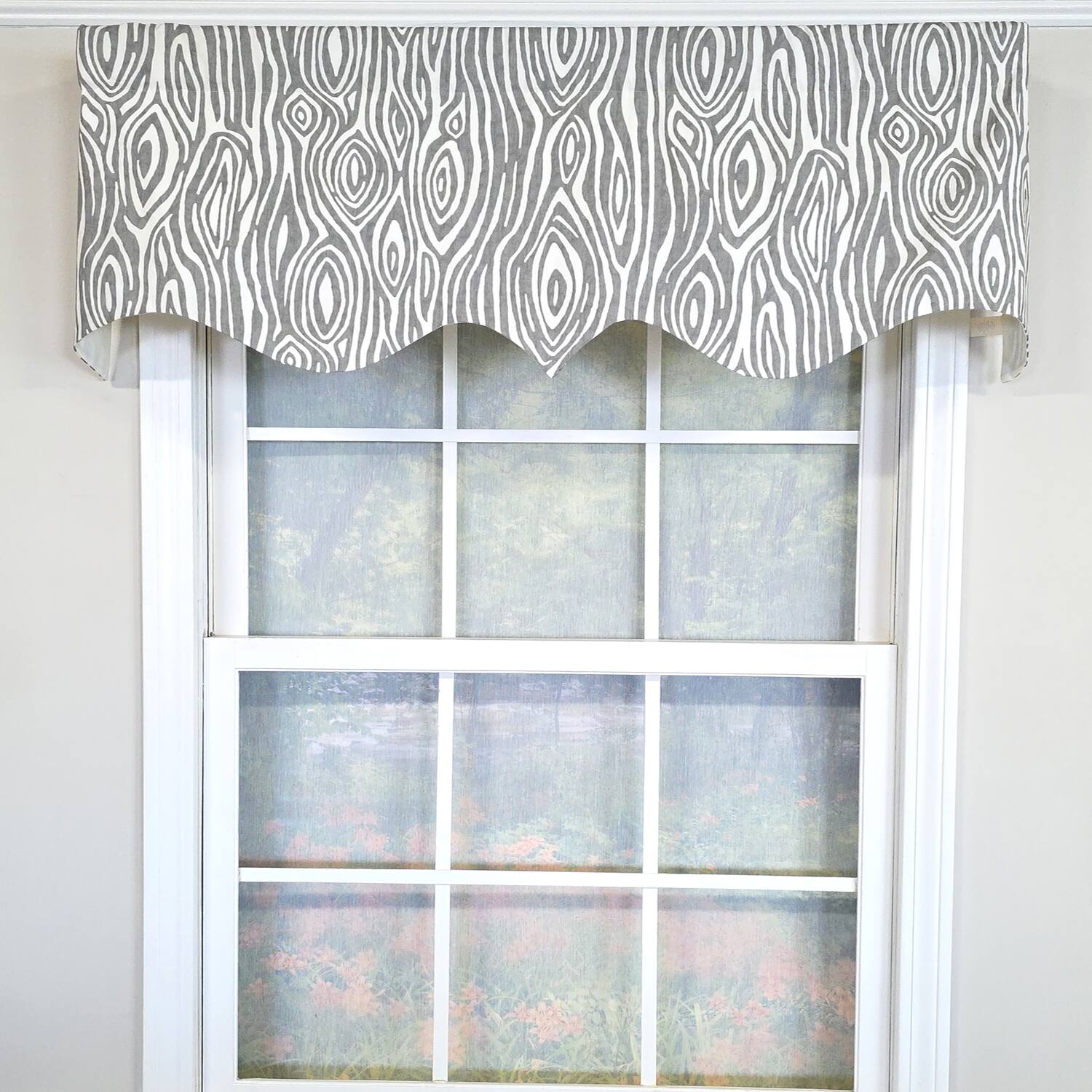 Angle. RLF Home - RLF Home 100% Cotton Nyx Regal  Fully lined Windows Rod Pocket Valance 50" x 17"  Gray - Gray.