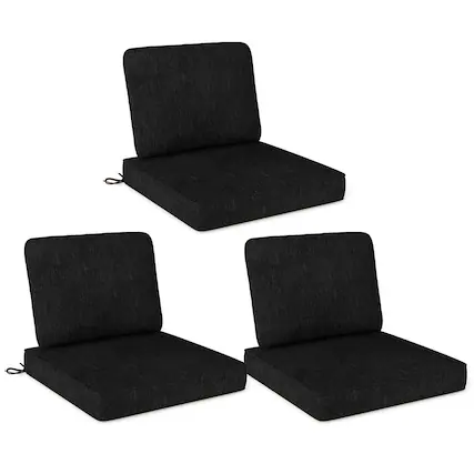 Front. Costway - Costway 6-Pack 24" x 24" Deep Seat Cushion & Back Pillow with Removable Covers Outdoor - Black.