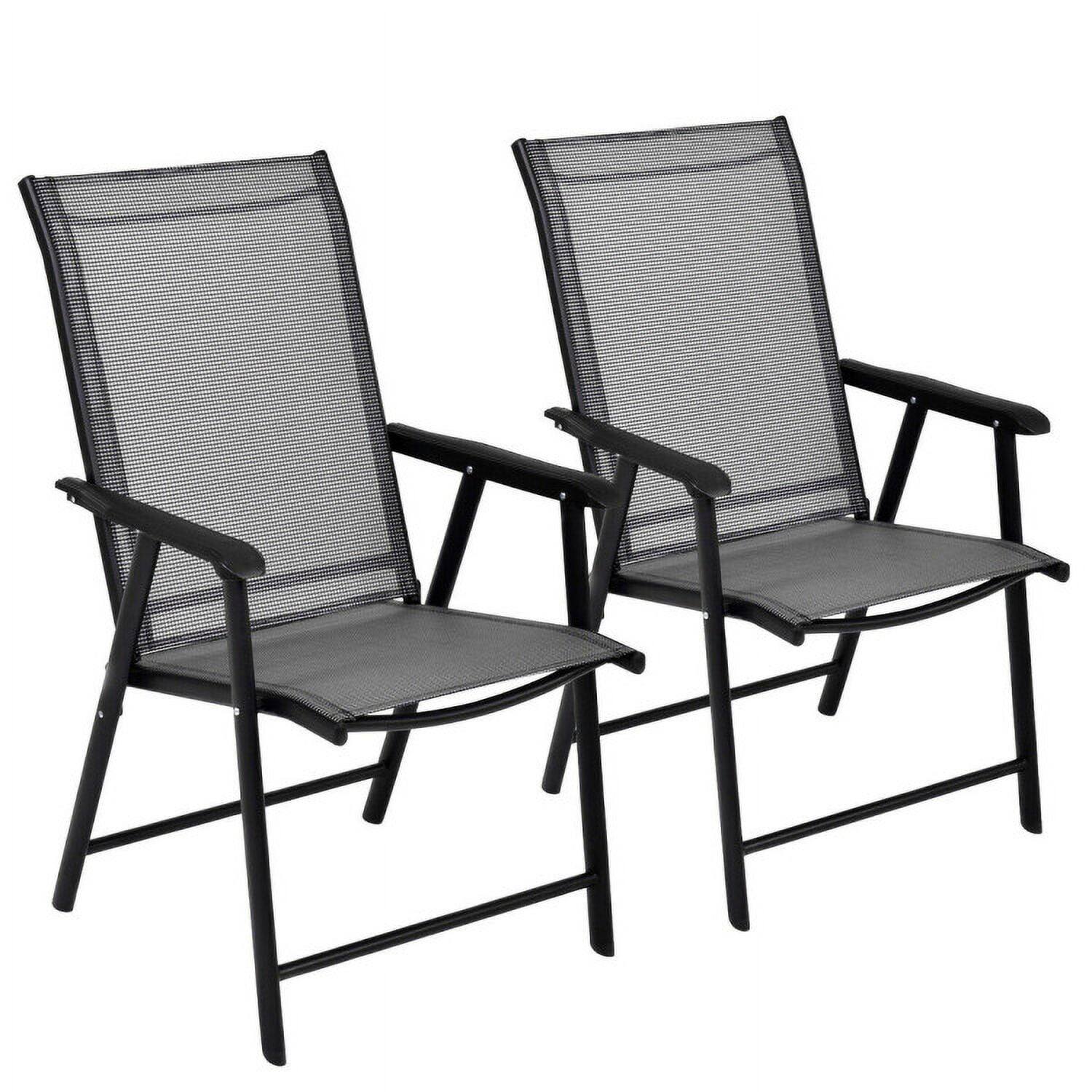 Angle. Kadyn - Set of 2 Outdoor Patio Folding Chairs-Gray, Outdoor Dining Chair for Outside Patio, All Weather, Porch, Garden, Poolside - Gray.