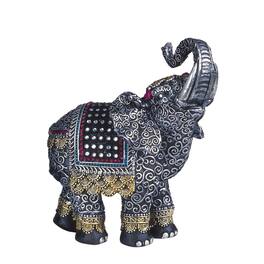 FC Design - 6.5"H Thai Elephant with Trunk Raised Figurine Statue Office Desk Tabletop Home Decor Gift - Multi-Color