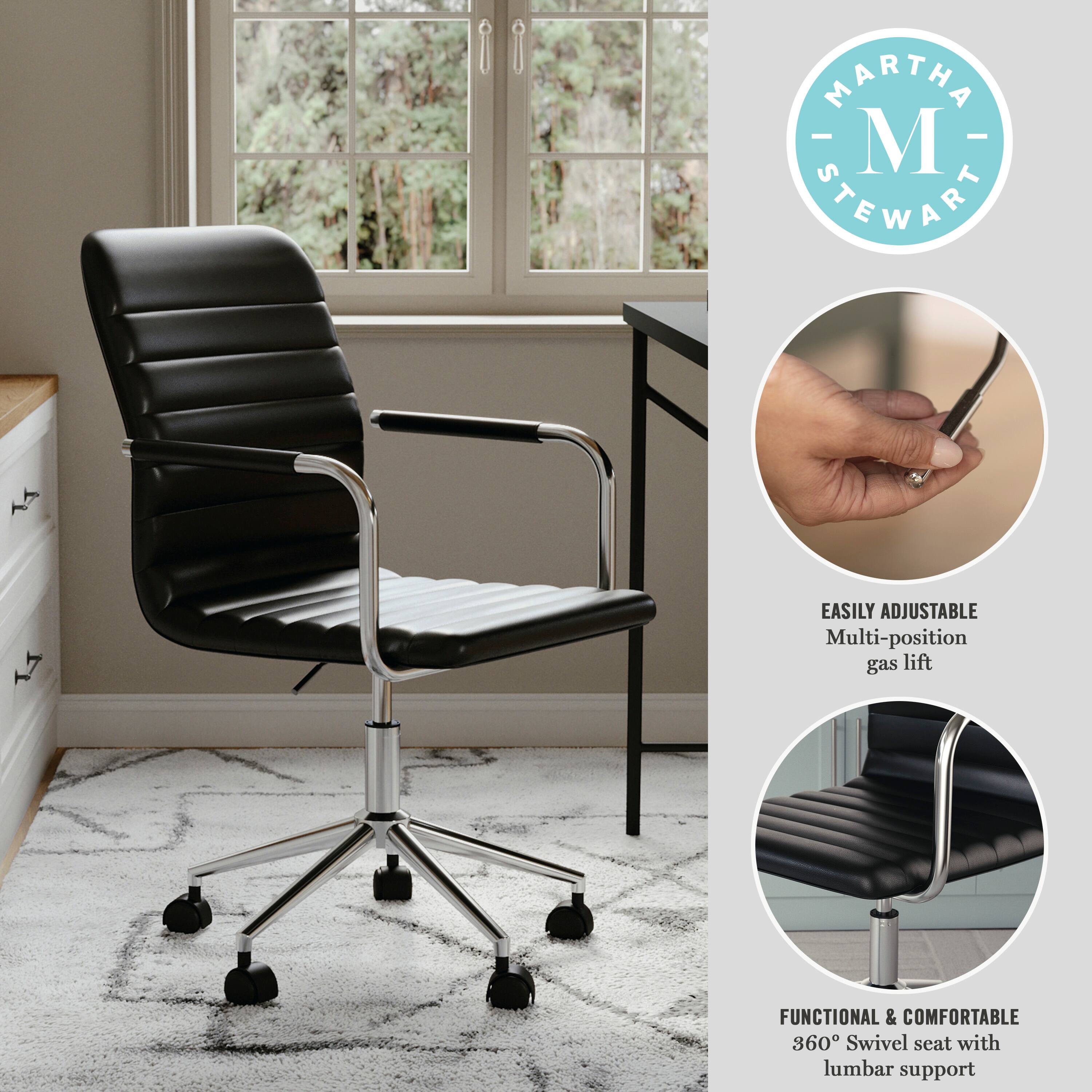 MARTHA STEWART EASILY ADJUSTABLE Multi-position gas lift FUNCTIONAL & COMFORTABLE 360 Swivel seat with lumbar support