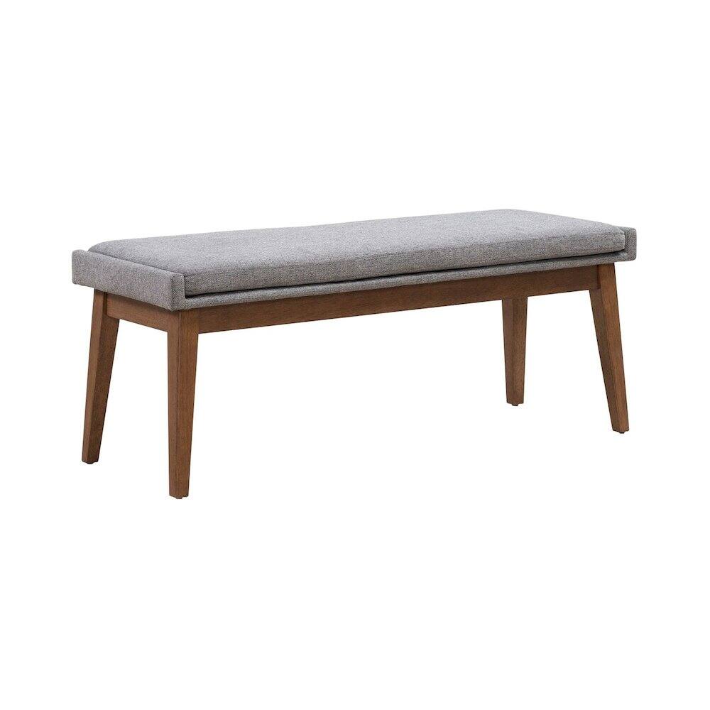Front. Liberty Furniture Industries - Grey Linen Upholstered Dining Bench with Removable Cushion - Satin Walnut - Grey.