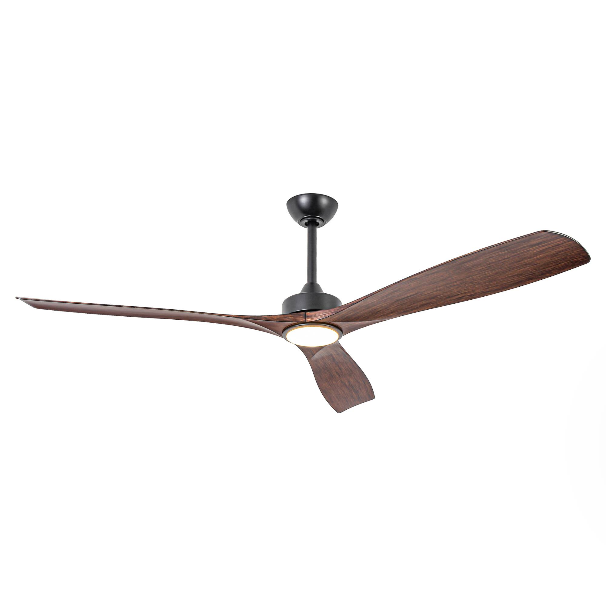 Alt View 7. Parrot Uncle - 60" Traditional Large Ceiling Fan with Dimmable LED Lights, DC Motor, 6 Speeds, Remote Control - Brown.