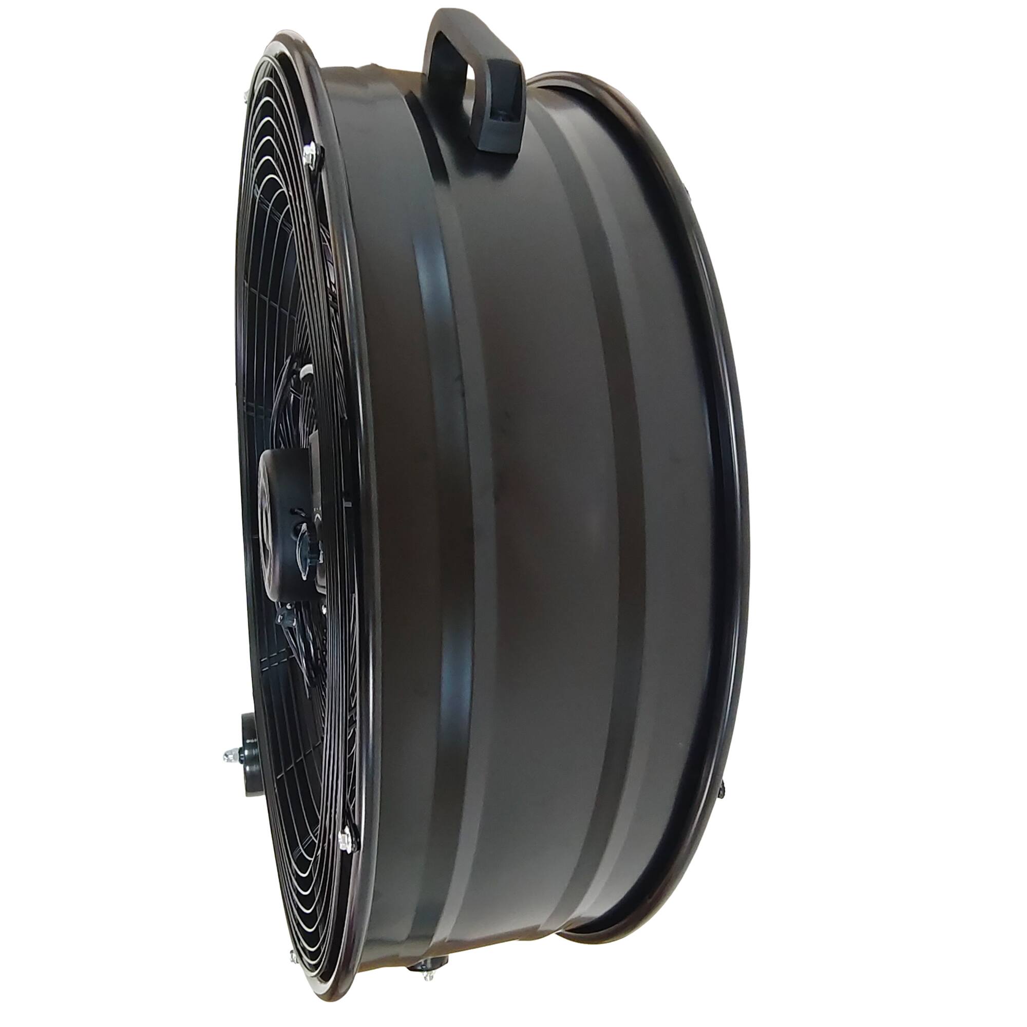 Alt View 1. Loheer - 24 Inch Industrial Drum Fan, High Velocity Heavy Duty Commercial Shop Garage Floor Fan, 3 Speed & 360 Tilt - Black.