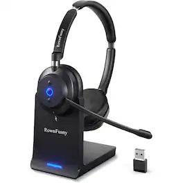 Rownfusny - R02P Bluetooth Wireless Headset With Mic, USB Dongle & Charging Base
