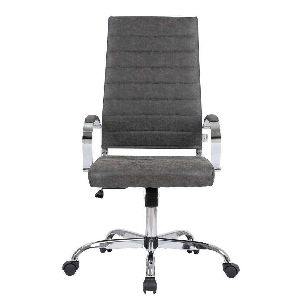 Alt View 2. LeisureMod - Set of 2 Benmar High Back Ergonomic Leather Upholstered Office Chair with Adjustable Height and Padded Armrests - Charcoal.