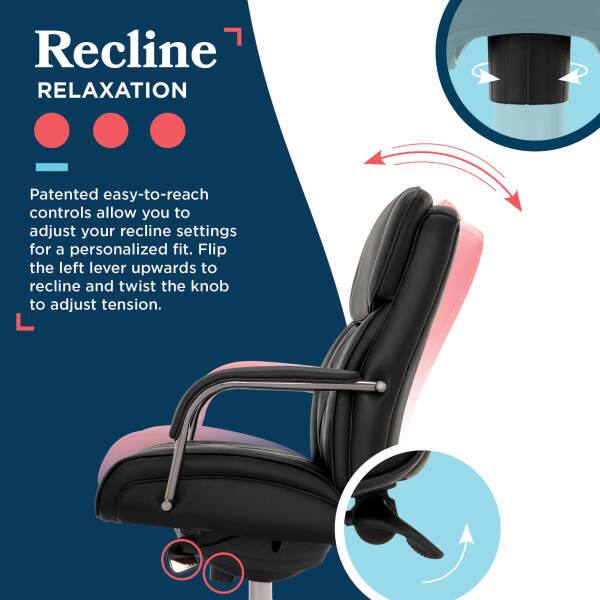 Recline RELAXATION

Patented easy-to-reach controls allow you to adjust your recline settings for a personalized fit. Flip the left lever upwards to recline and twist the knob to adjust tension.