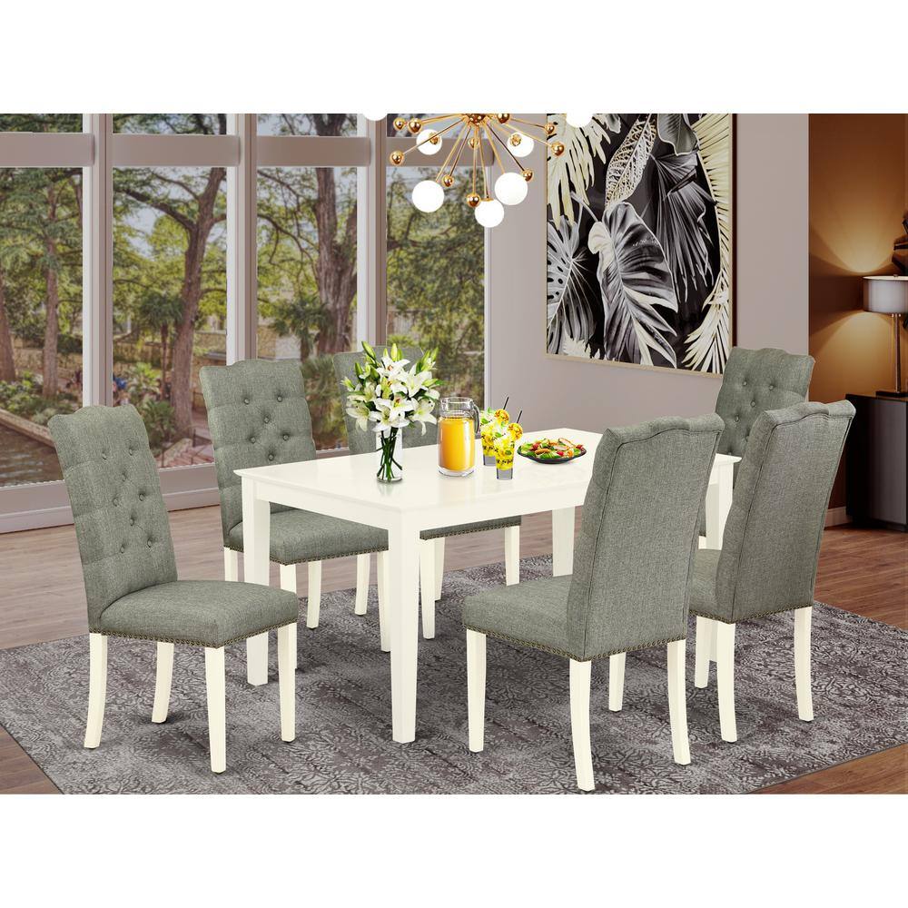 Left. East West Furniture - Dining Room Set Linen White - Brown.