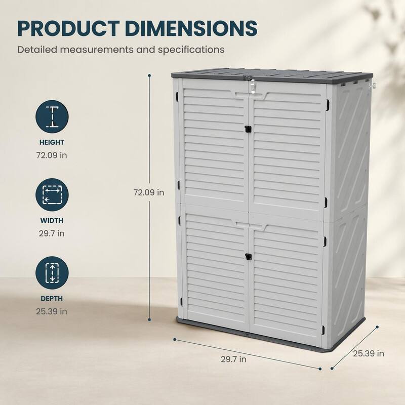 PRODUCT DIMENSIONS  
Detailed measurements and specifications

HEIGHT  
72.09 in

WIDTH  
29.7 in

DEPTH  
25.39 in