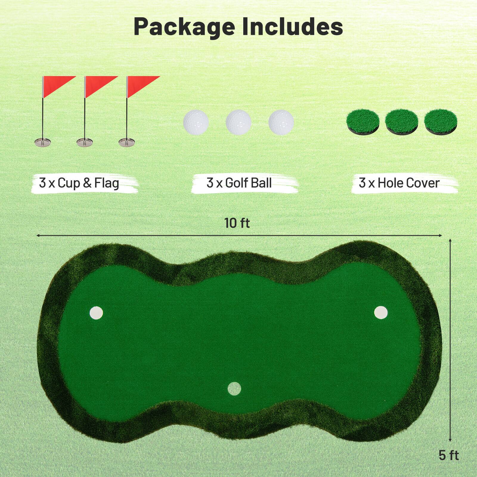 Package Includes

3 x Cup & Flag

3 x Golf Ball

3 x Hole Cover

10 ft

5 ft