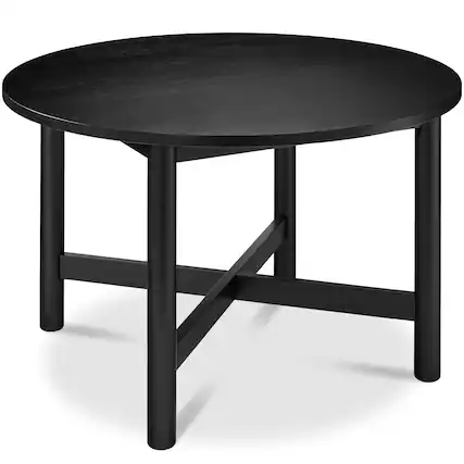 Front. Best Choice Products - 47in Round Solid Wood Dining Table, Modern Farmhouse Table For 4 - Black.