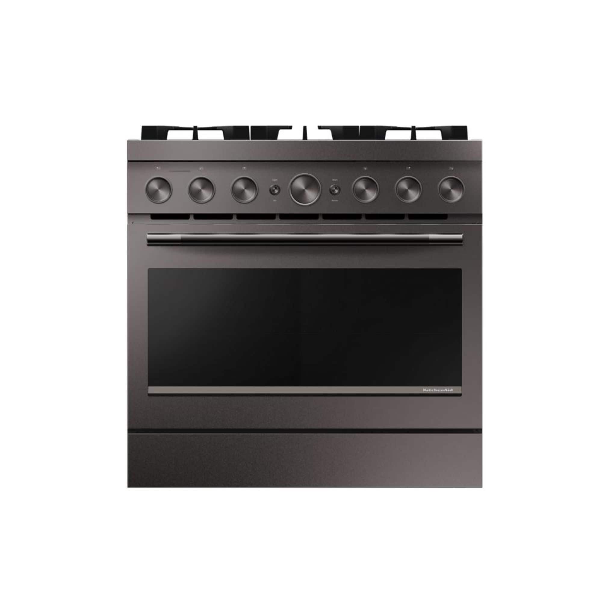 KitchenAid - 5.1 Cu. Ft Commercial Gas Range with No Preheat Air Fry Mode and 6 Burner - Black Ore - Front_Zoom