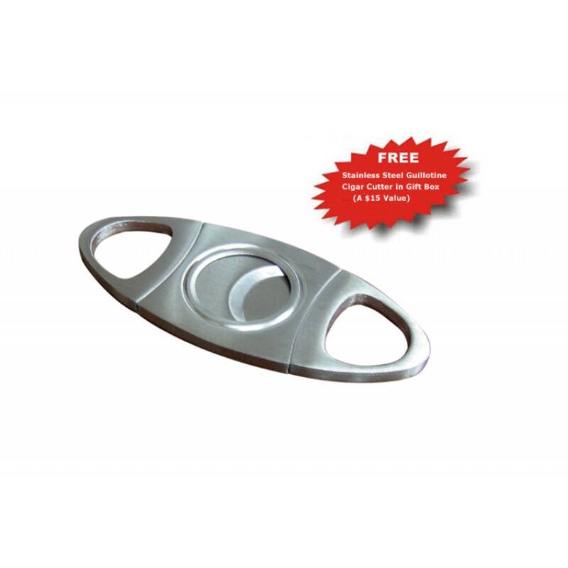 FREE Stainless Steel Guillotine Cigar Cutter in Gift Box (A $15 Value)