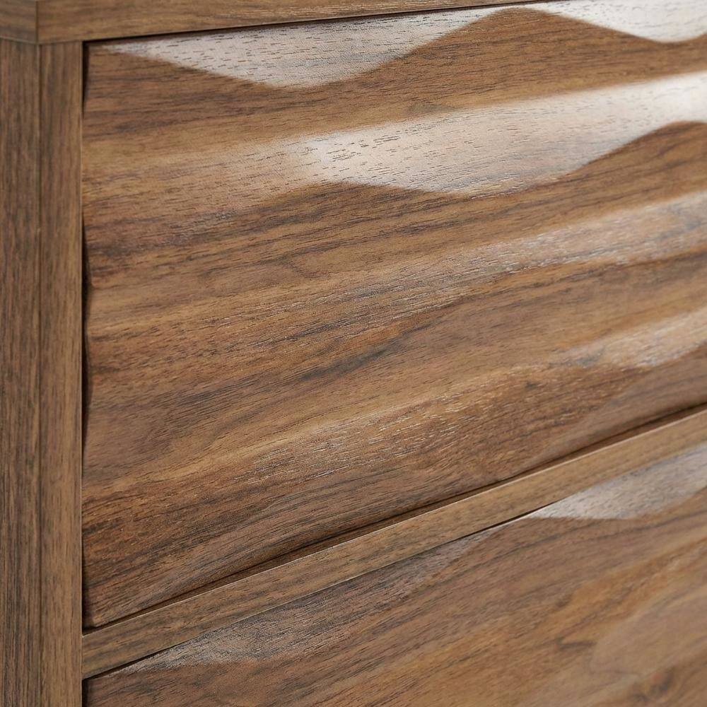 Back. FurniFact - Brown Wooden Nightstand with Two Drawers and Sleek Modern Design - Brown.
