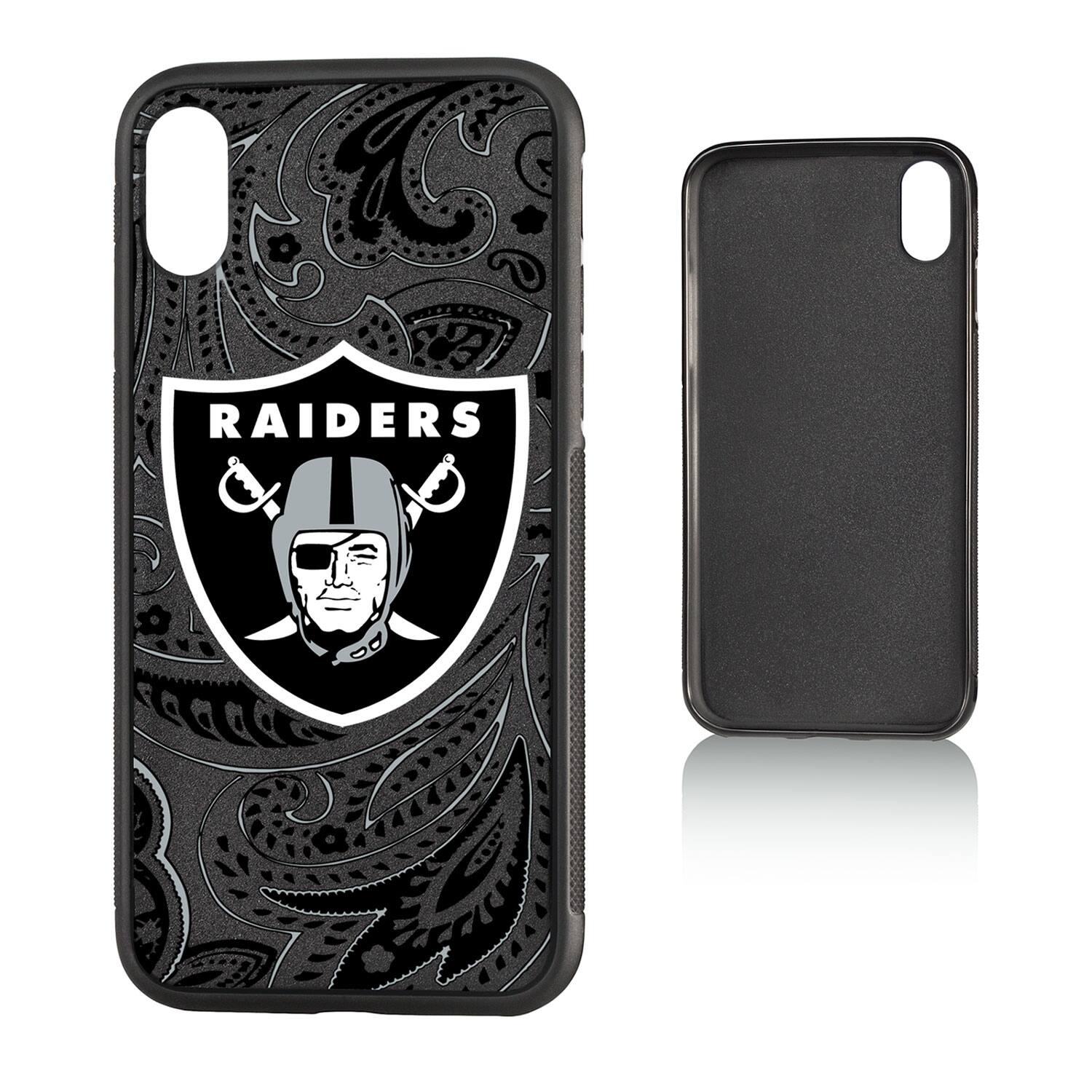 Alt View 2. Keyscaper - Las Vegas Raiders iPhone Paisley Design Bump Case - 15 Pro - Multicolor.