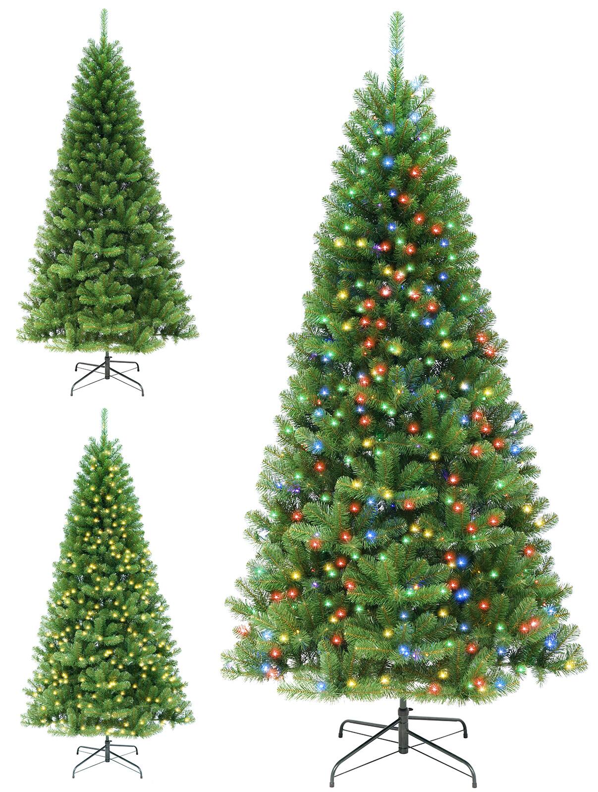 Alt View 2. Aukfa - 7.5FT Pre-lit Artificial Christmas Tree - Dual Color Lights, 10 Lighting Effects, Foldable Design with Stand - G0.