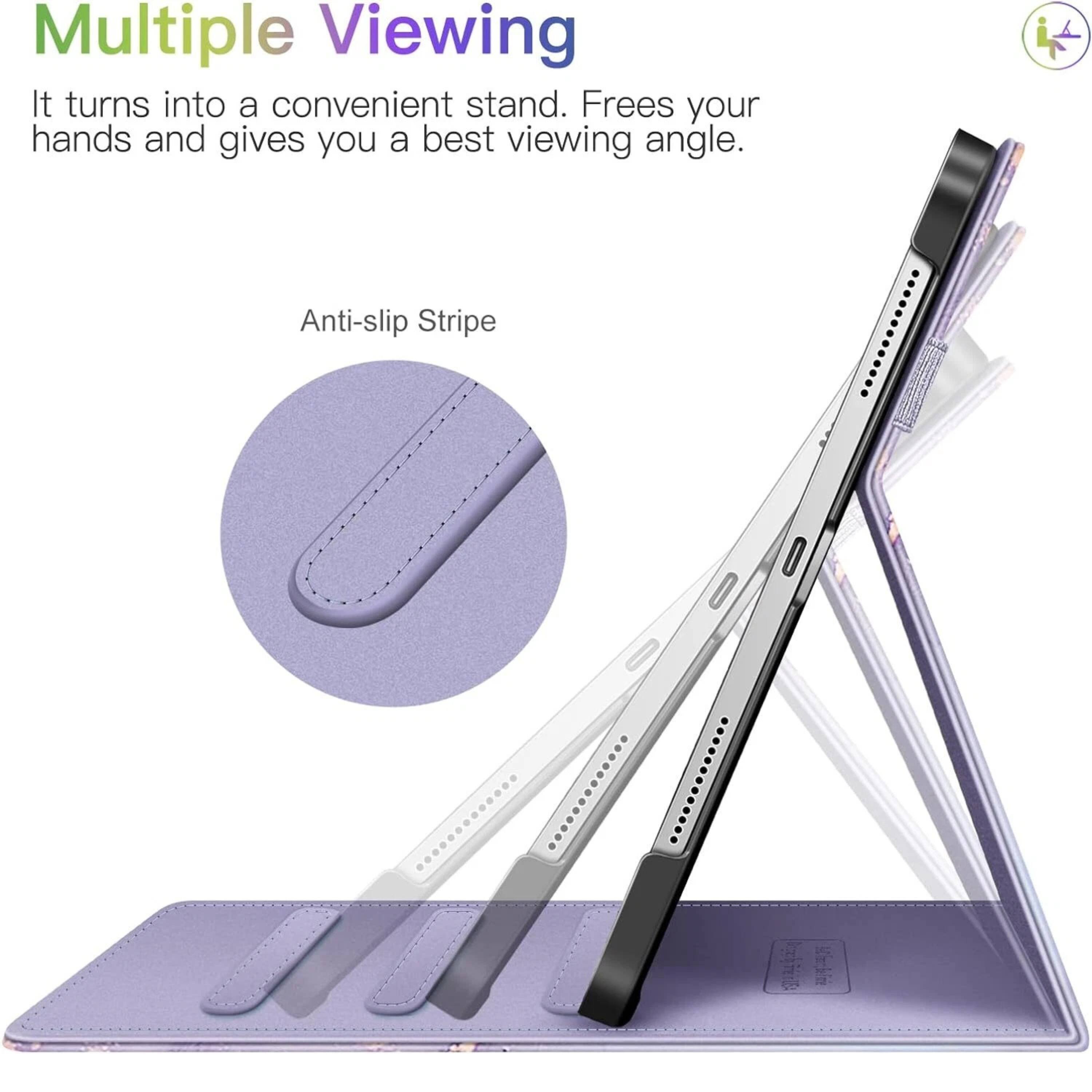Multiple Viewing  
It turns into a convenient stand. Frees your hands and gives you a best viewing angle.  
Anti-slip Stripe