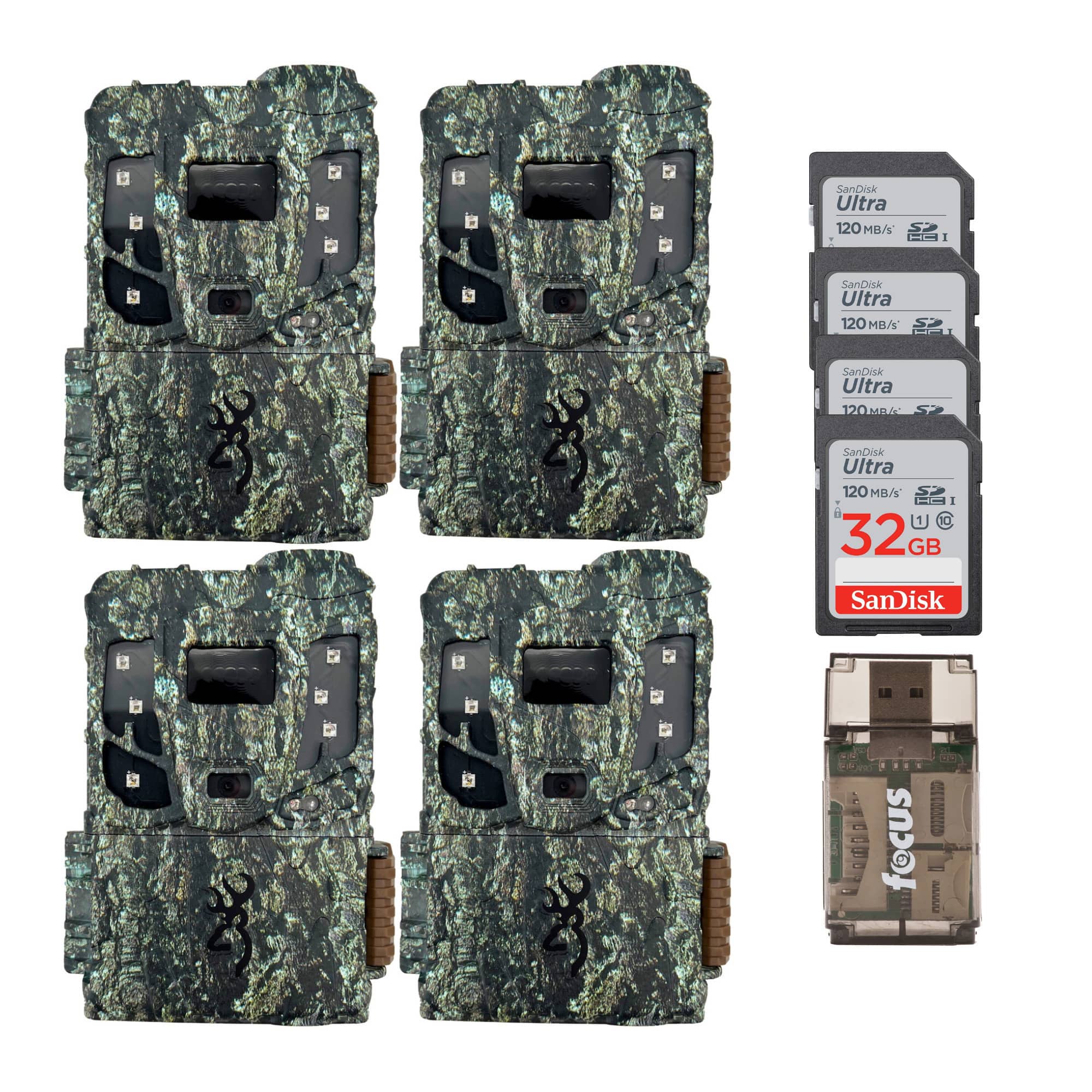 Browning - 4PK Pro Scout Max Extreme HD Trail Camera w/32GB M/Card & Reader