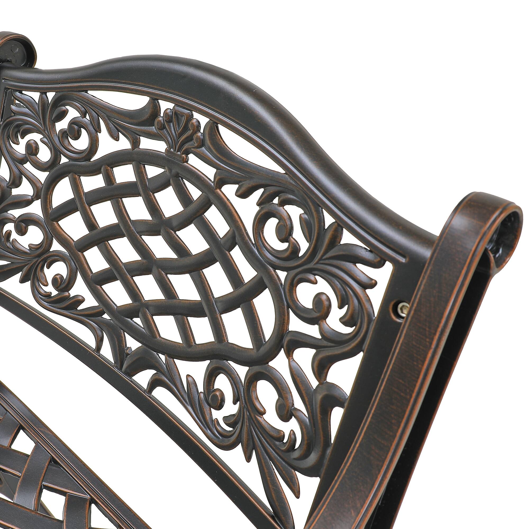 Alt View 7. Mondawe - 5-Piece Cast Aluminum Outdoor Dining Set with Round Table and 4 Chairs - Bronze.