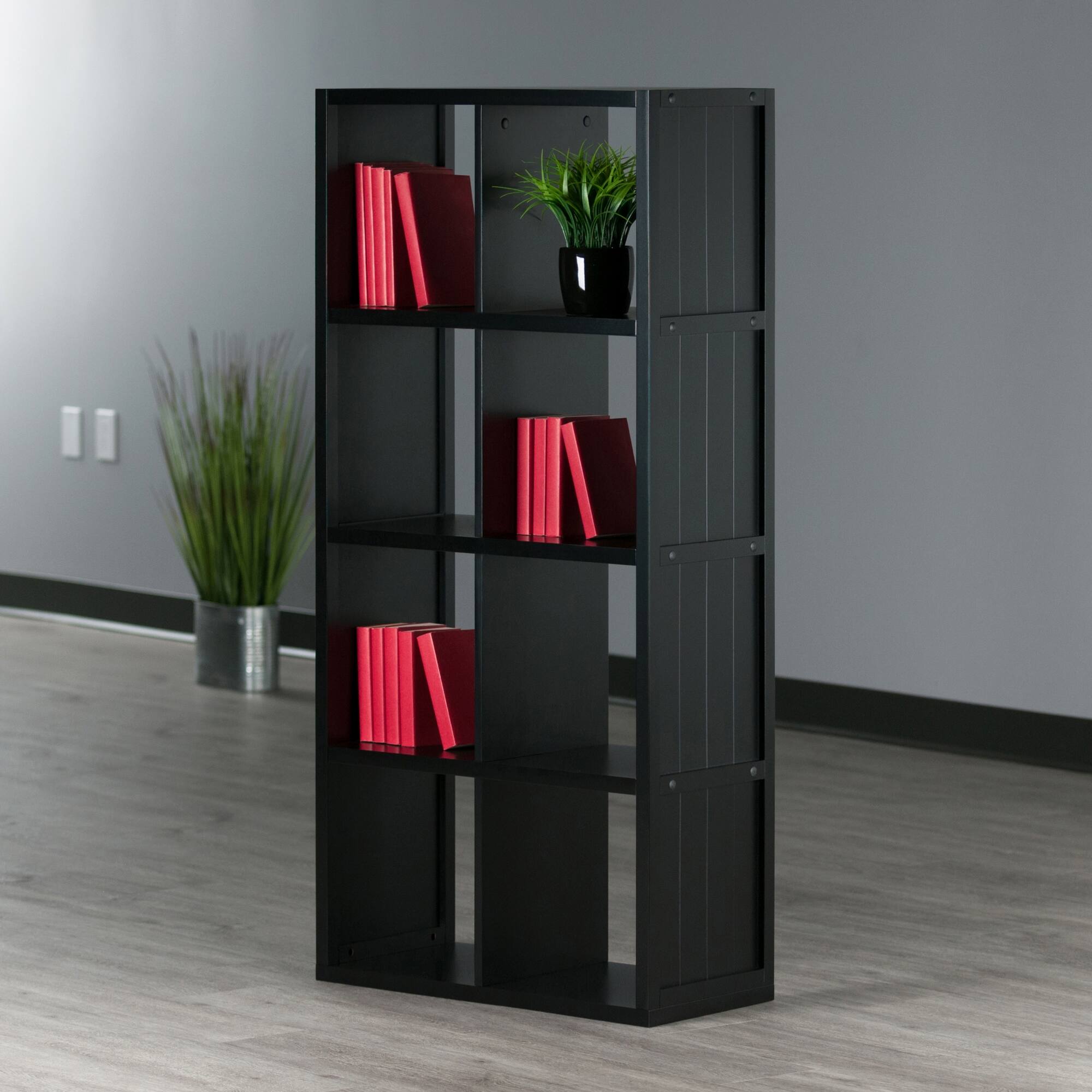 Alt View 6. Winsome Wood - Timothy 4x2 Storage Cube Shelf - Black.