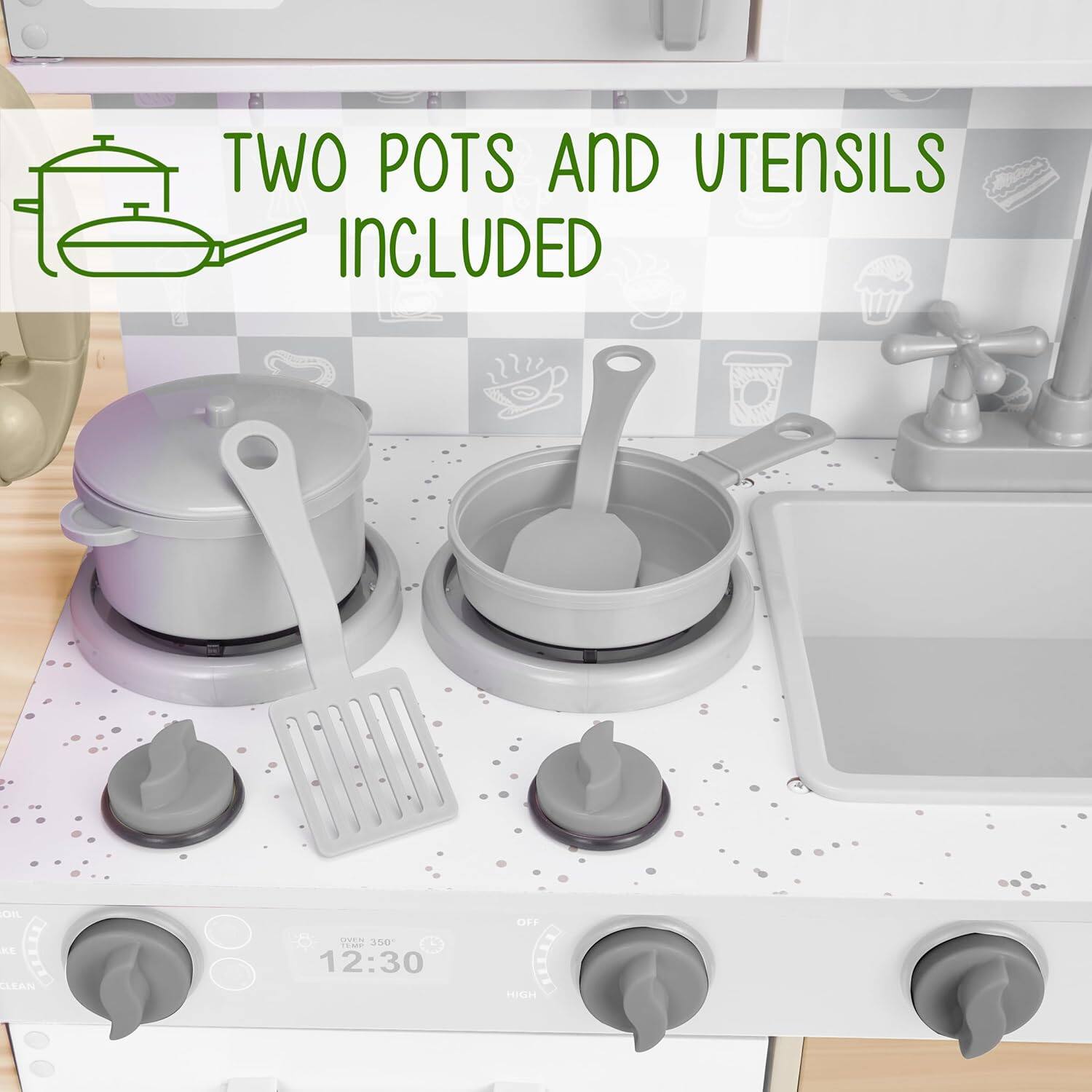 TWO POTS AND UTENSILS INCLUDED OIL CLEAN 1a 350 12:30 HIGH