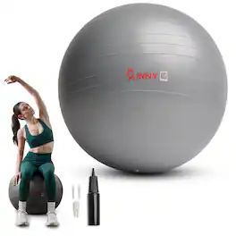 Sunny Health & Fitness - Premium Yoga Ball - Small - Light Gray